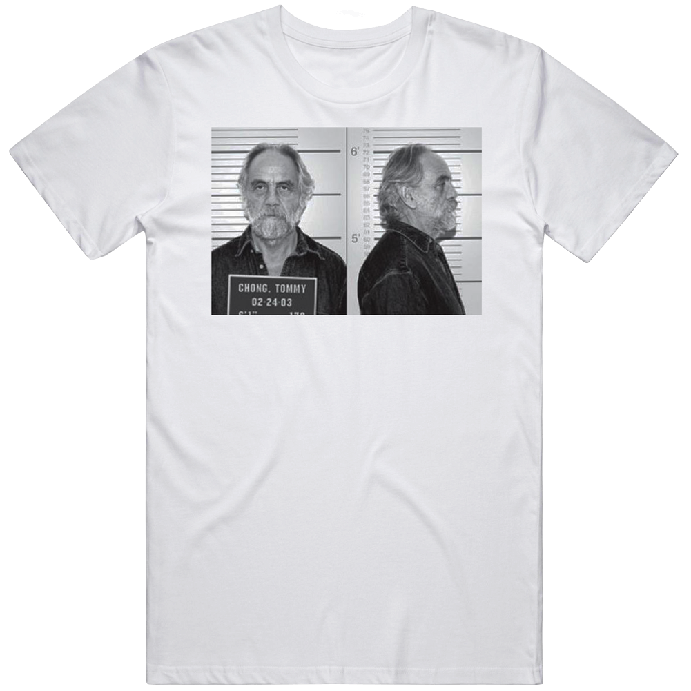 Tommy Chong Mugshot 70s 80s Comedic Stoner Fan Mens Soft Cotton Tee T Shirt