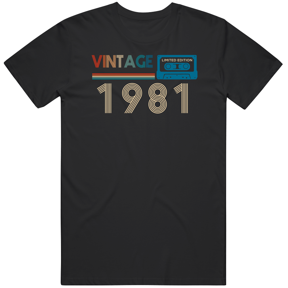 1981 Vintage Limited Edition Cassette Tape Birth Year Mens Soft Cotton Tee T Shirt