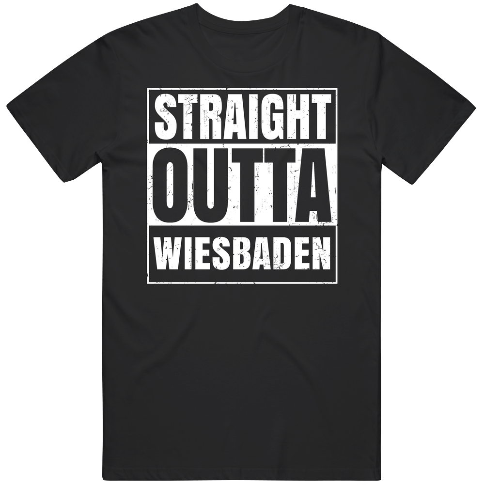 Straight Outta Wiesbaden Germany Compton Parody Grunge City Mens Soft Cotton Tee T Shirt