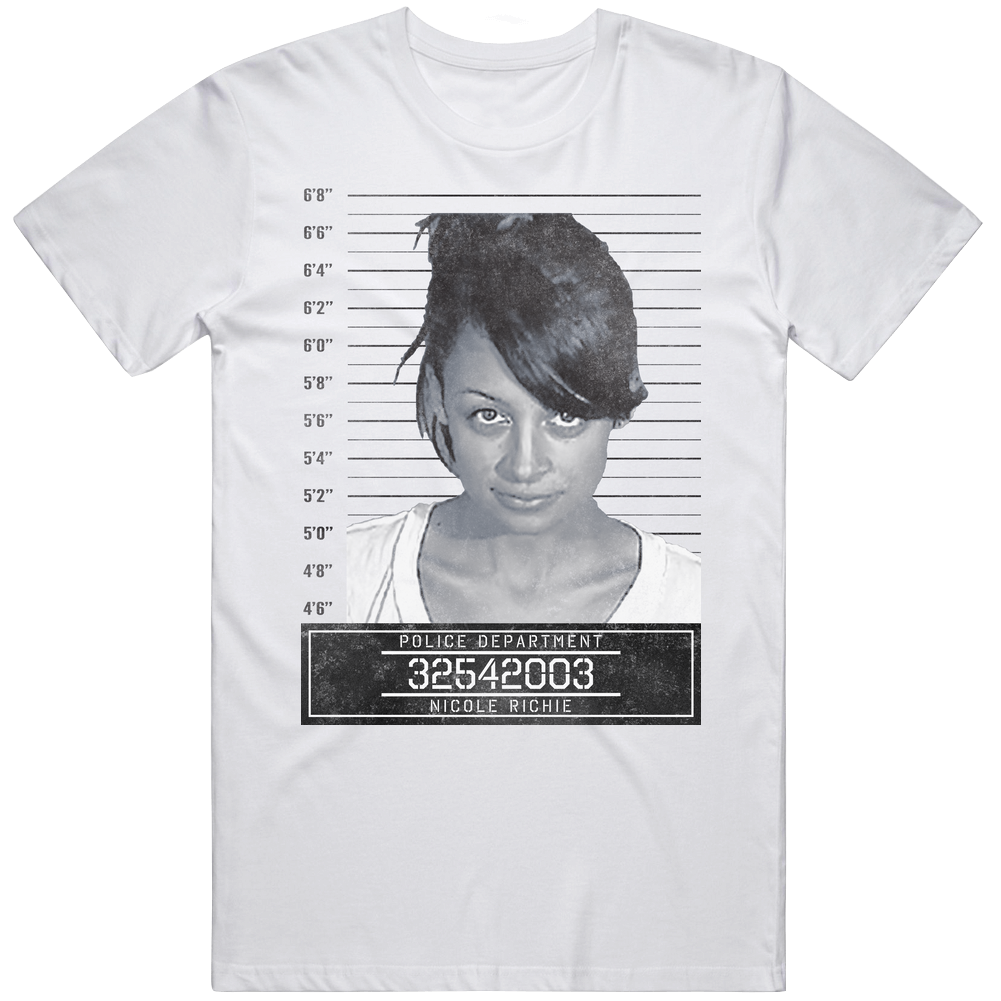 Nicole Richie Mugshot Police Department Mens Soft Cotton Tee T Shirt