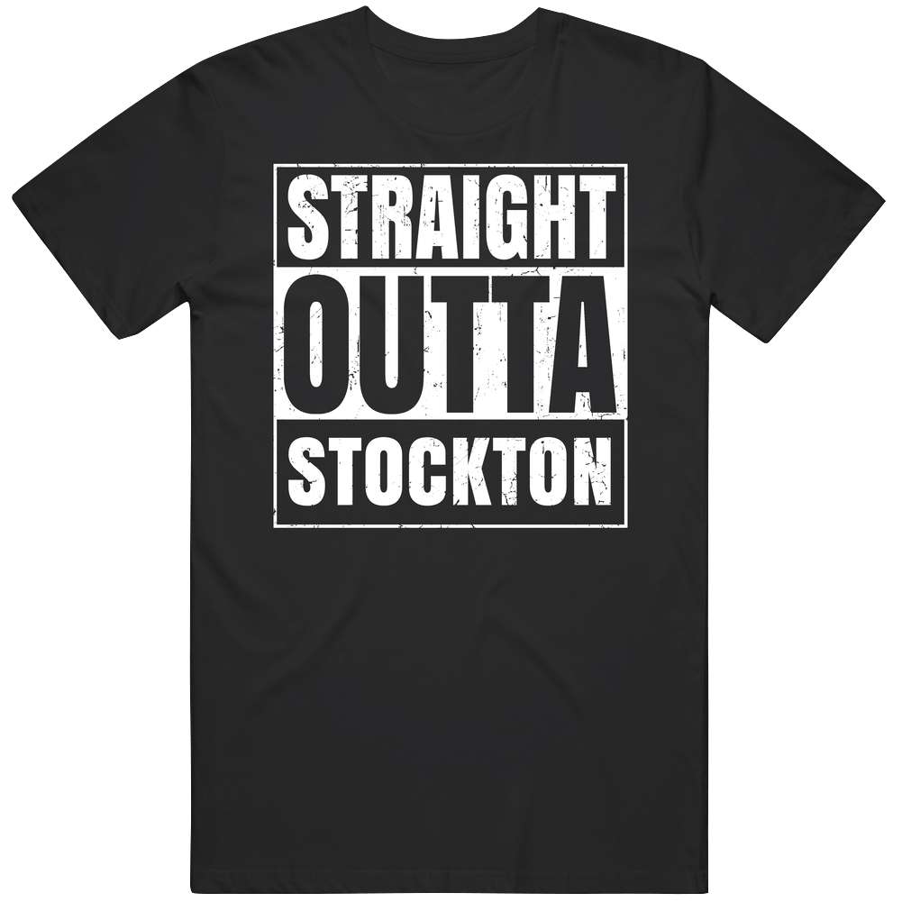 Straight Outta Stockton California City Compton Parody Mens Soft Cotton Tee T Shirt Straight Outta Stockton California City Compton Parody Mens Soft Cotton Tee T Shirt