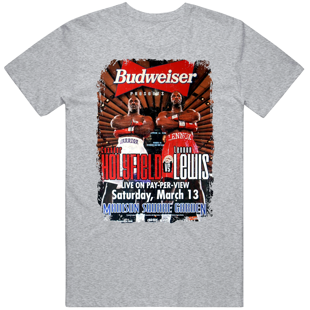 Evander Holyfield Vs Lennox Lewis Cool Fight Card Mens Soft Cotton Tee T Shirt