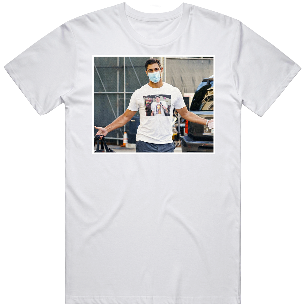 Jimmy Garoppolo George Kittle San Francisco Mascot Inception Picture Within Picture White Mens Soft Cotton Tee T Shirt