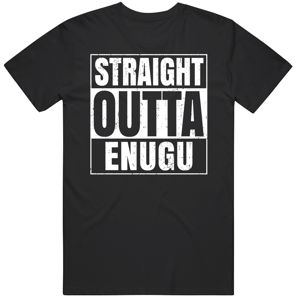 Straight Outta Enugu Nigeria Compton Parody Grunge City Mens Soft Cotton Tee T Shirt