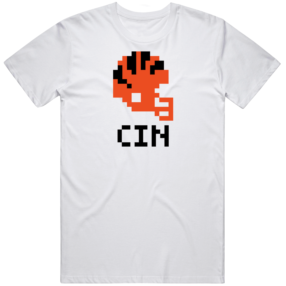 Cincinnati Cin Football Nfl Team Pixelated 8 Bit Logo Fan Mens Soft Cotton Tee T Shirt Cincinnati Cin Football Nfl Team Pixelated 8 Bit Logo Fan Mens Soft Cotton Tee T Shirt