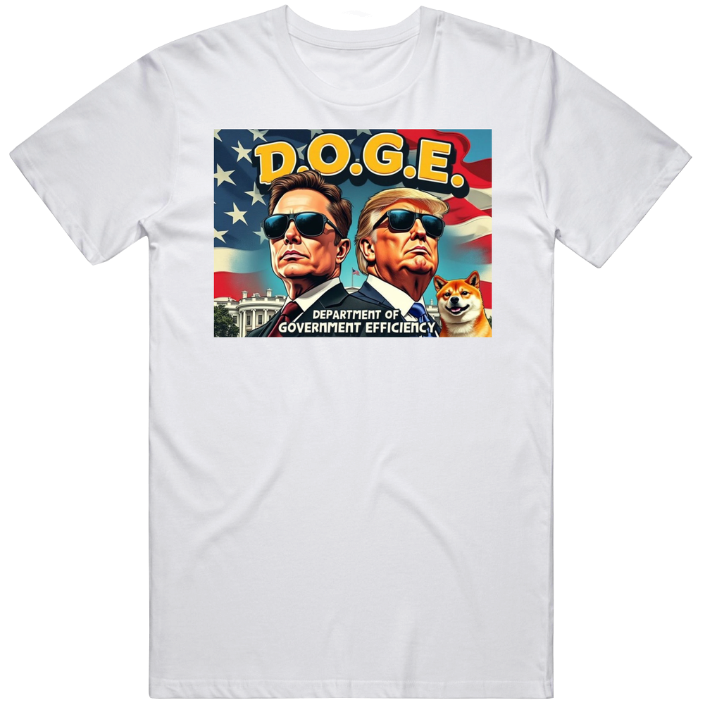 D.o.g.e. Department Of Government Efficiency Donald Trump Elon Musk  Parody Mens Soft Cotton Tee T Shirt