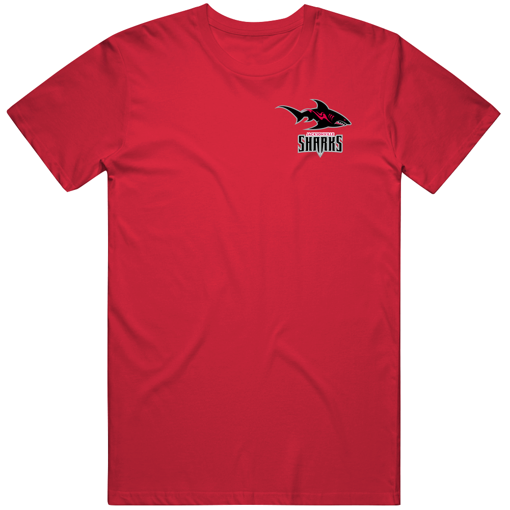 Jacksonville Sharks Arena Football League Chest Emblem Team Fan Logo Mens Soft Cotton Tee T Shirt