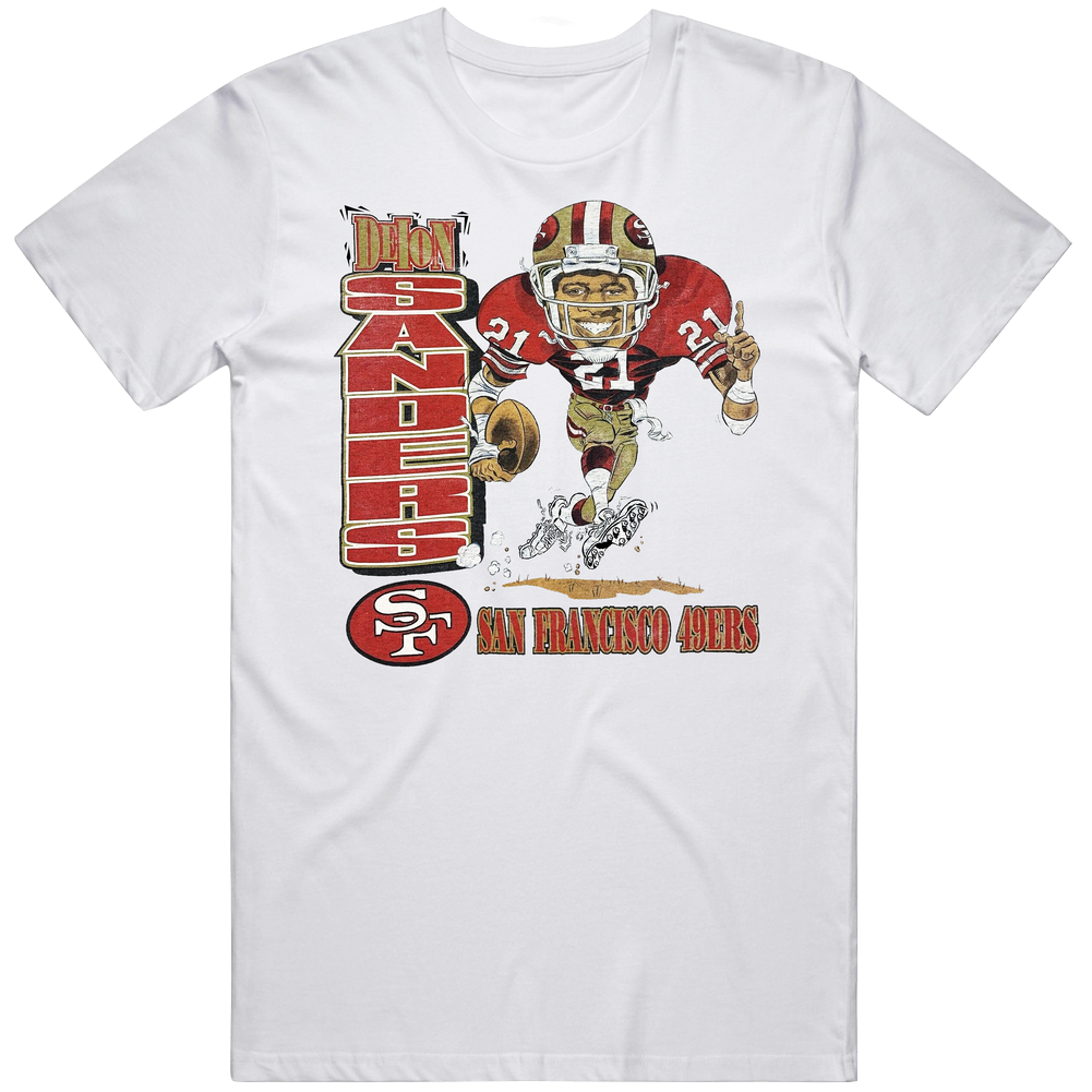 Deion Sanders Caricature Mens Soft Cotton Tee T Shirt
