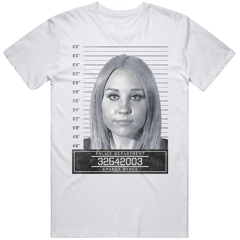 Amanda Bynes Celebrity Mugshot Police Department Mens Soft Cotton Tee T Shirt