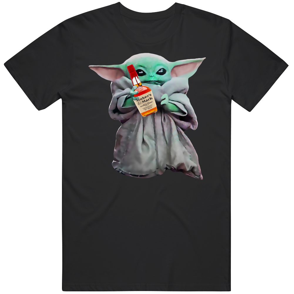 Baby Yoda The Child Mandalorian Makers Mark Alcohol Drink Mens Soft Cotton Tee T Shirt