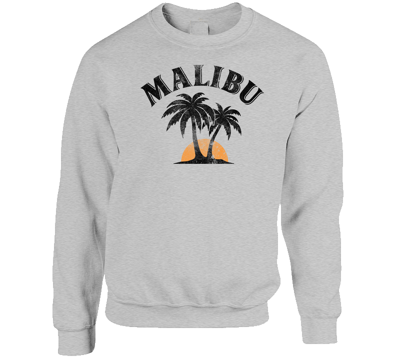 Malibu Rum Cocktail Party Drinking California Beach Alcohol Logo Crewneck Sweatshirt Unisex Soft Cotton Tee Crewneck Sweatshirt