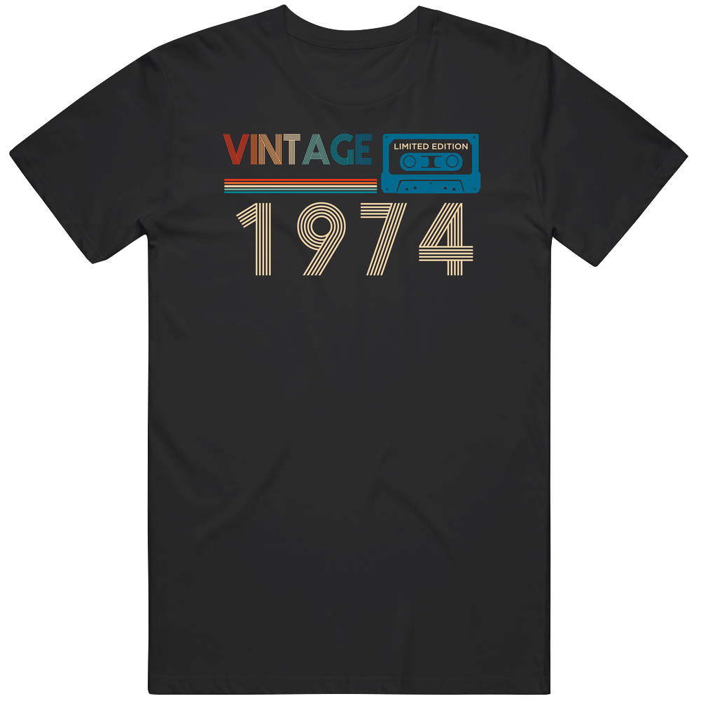 1974 Vintage Limited Edition Cassette Tape Birth Year Unisex Soft Cotton Tee T Shirt
