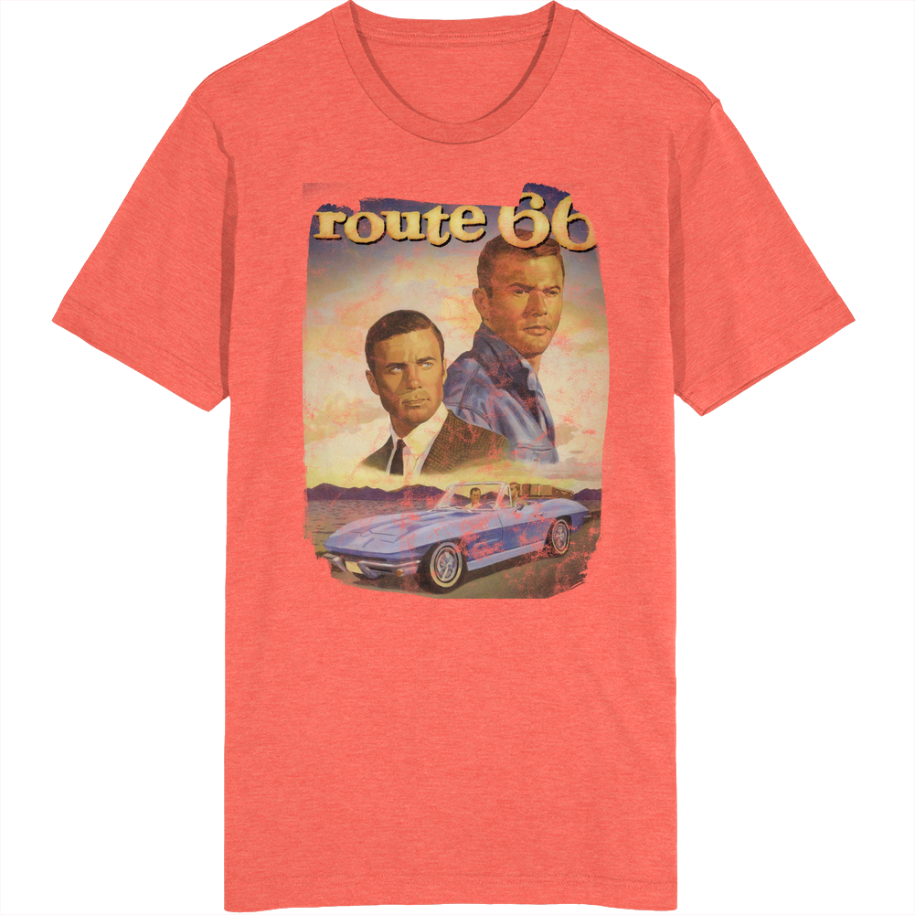 Route 66 60s Tv Series Show Worn Look Vintage Unisex Unisex Soft Cotton Tee T Shirt Route 66 60s Tv Series Show Worn Look Vintage Unisex Unisex Soft Cotton Tee T Shirt