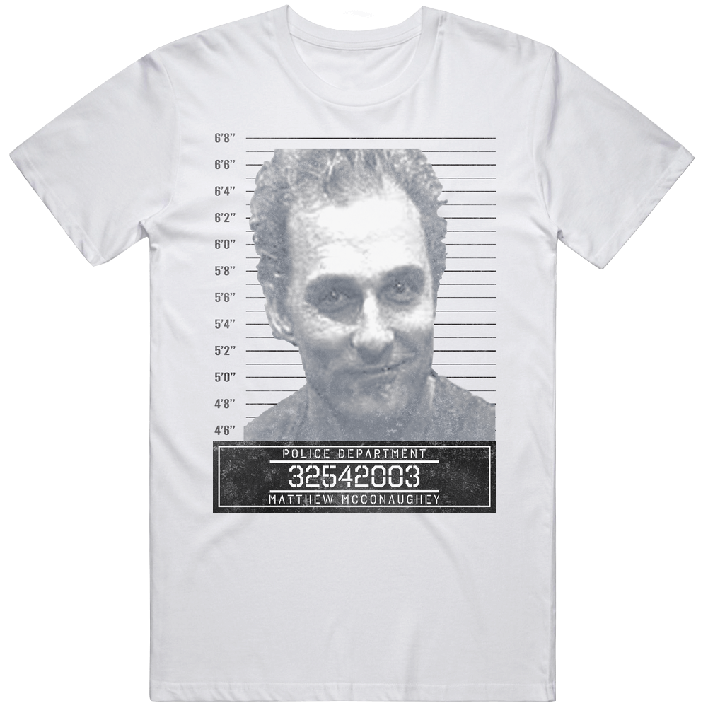 Matthew Mcconaughey Celebrity Mugshot Police Department Unisex Soft Cotton Tee T Shirt