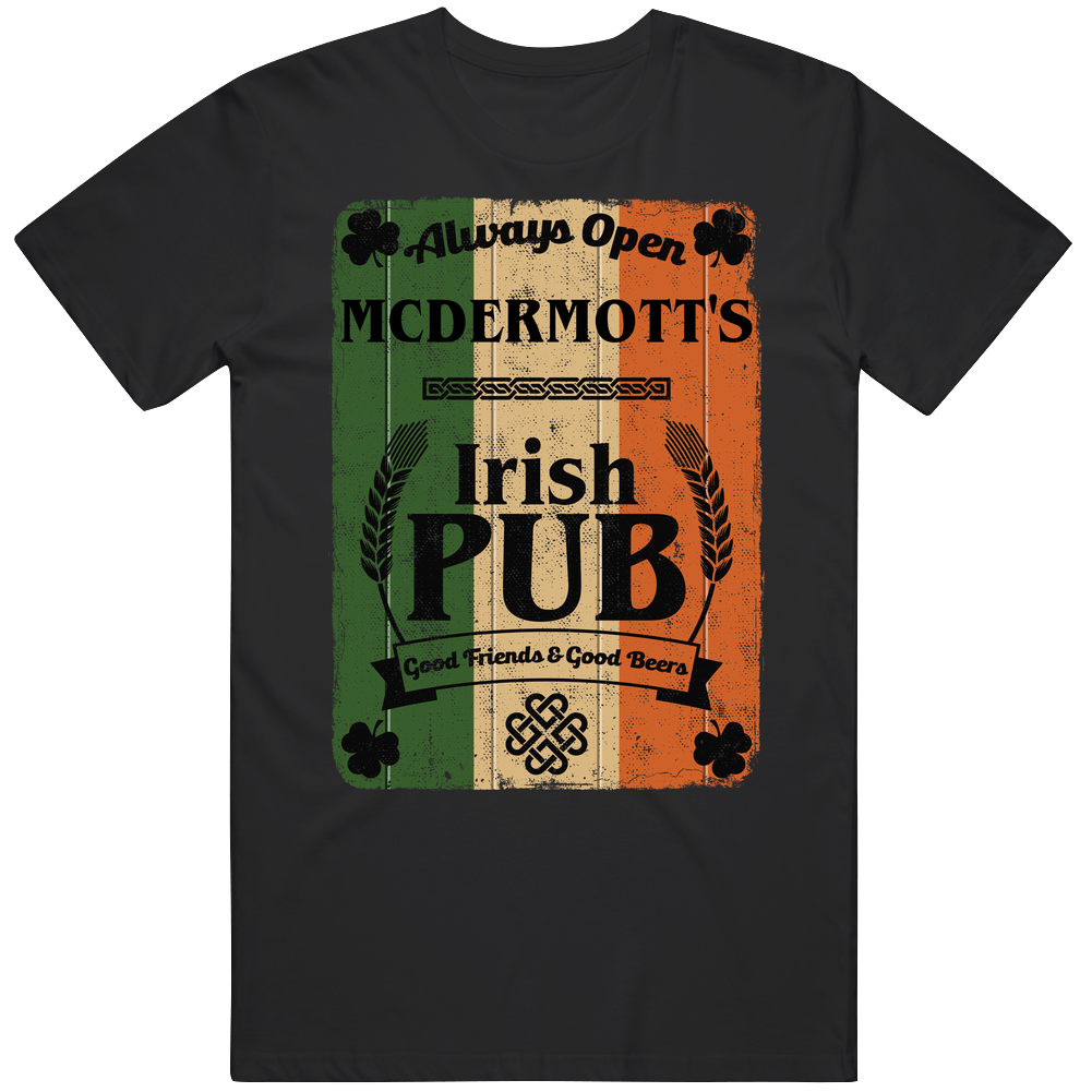 Mcdermott Irish Pub Sign Custom St Patricks Day Last Name Ireland Pride Unisex Soft Cotton Tee T Shirt