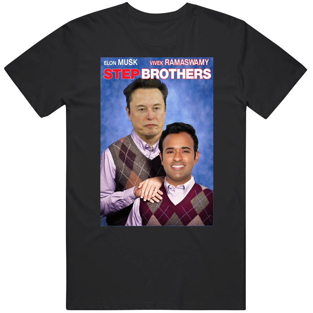 Step Brother Elon Musk Vivek Ramaswamy Dept Of Gov Efficiency Parody Unisex Soft Cotton Tee T Shirt Step Brother Elon Musk Vivek Ramaswamy Dept Of Gov Efficiency Parody Unisex Soft Cotton Tee T Shirt