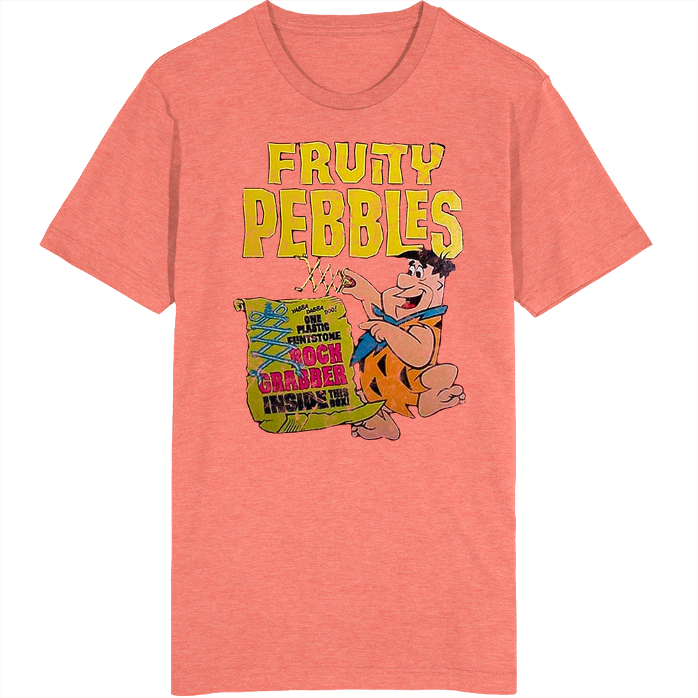 Fruity Pebbles Fred Flinstone Cereal Food Vintage Style Unisex Soft Cotton Tee T Shirt
