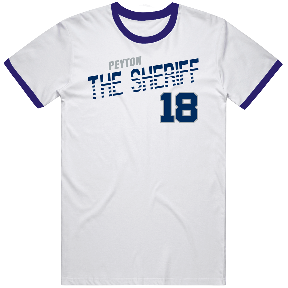 Peyton Manning 18 The Sheriff Favorite Player Football Unisex Soft Cotton Tee T Shirt Peyton Manning 18 The Sheriff Favorite Player Football Unisex Soft Cotton Tee T Shirt