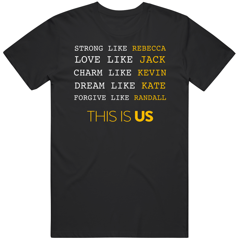 Strong Like Rebecca Love Like Jack Charm Kevin Dream Kate Forgive Randall This Is Us Series Unisex Soft Cotton Tee T Shirt