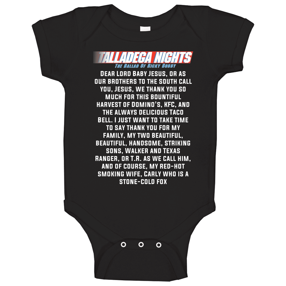 Talladega Nights Dear Lord Baby Jesus Quote Unisex Soft Cotton Tee Baby One Piece