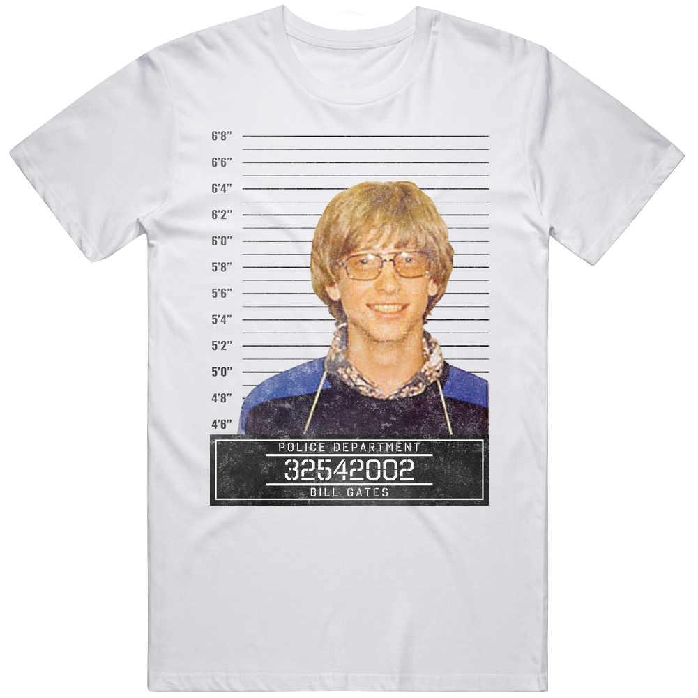Bill Gates Celebrtiy Mugshot Police Department Unisex Soft Cotton Tee T Shirt