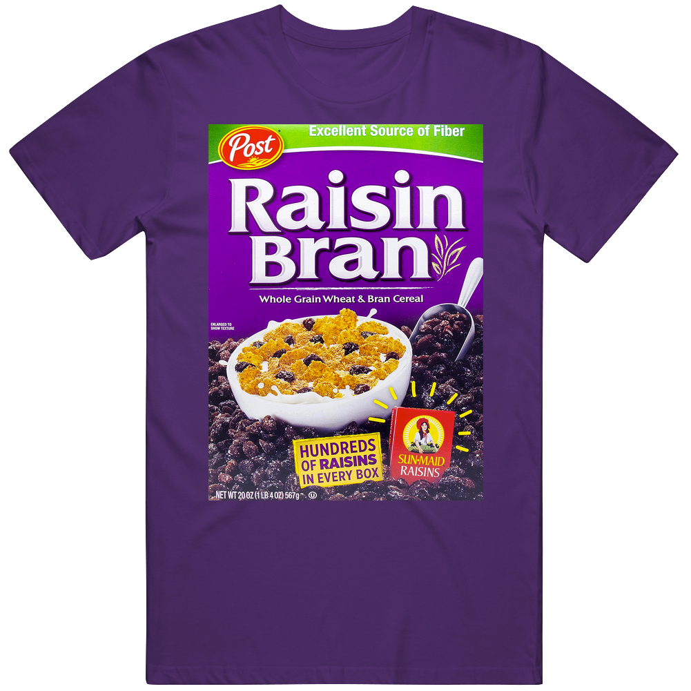 Post Raisin Bran Box Greatest Cereal Of All Time Breakfast Fan Foodie Unisex Soft Cotton Tee T Shirt Post Raisin Bran Box Greatest Cereal Of All Time Breakfast Fan Foodie Unisex Soft Cotton Tee T Shirt