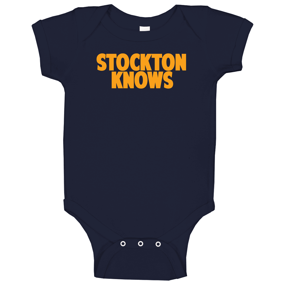 John Stockton Knows Utah Basketball Player Funny Sports Fan Unisex Soft Cotton Tee Baby One Piece
