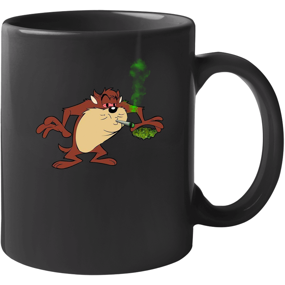 Tasmanian Devil Smoking Weed Cannabis Pot Head Unisex Soft Cotton Tee Mug