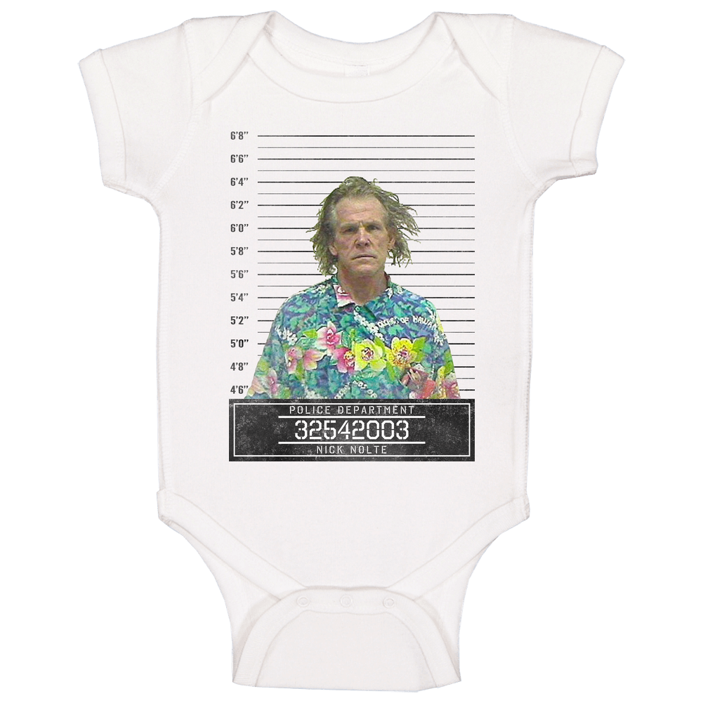 Nick Nolte Celebrtiy Mugshot Police Department Unisex Soft Cotton Tee Baby One Piece
