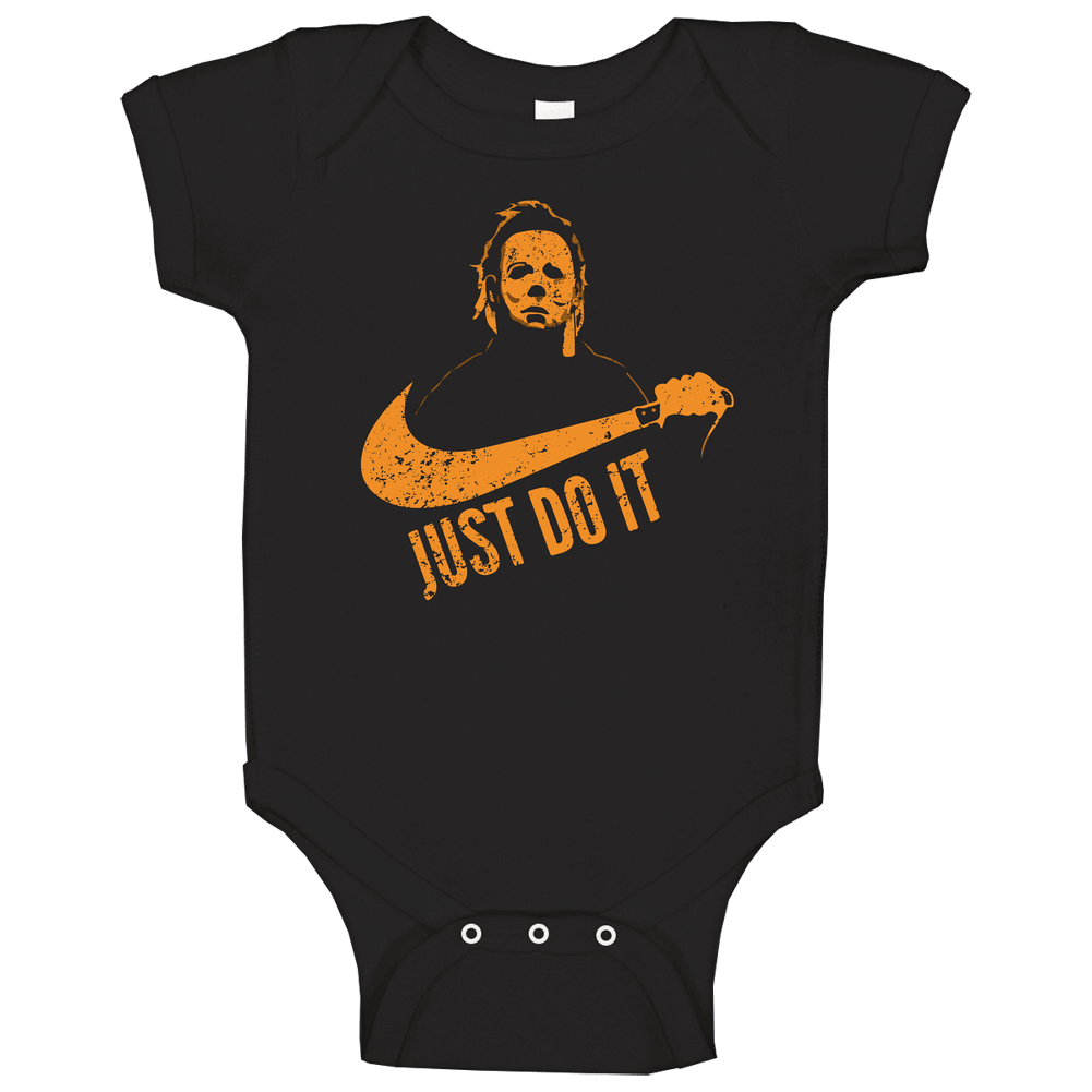 Just Do It Michael Myers Halloween Swoosh Logo Parody Unisex Soft Cotton Tee Baby One Piece Just Do It Michael Myers Halloween Swoosh Logo Parody Unisex Soft Cotton Tee Baby One Piece