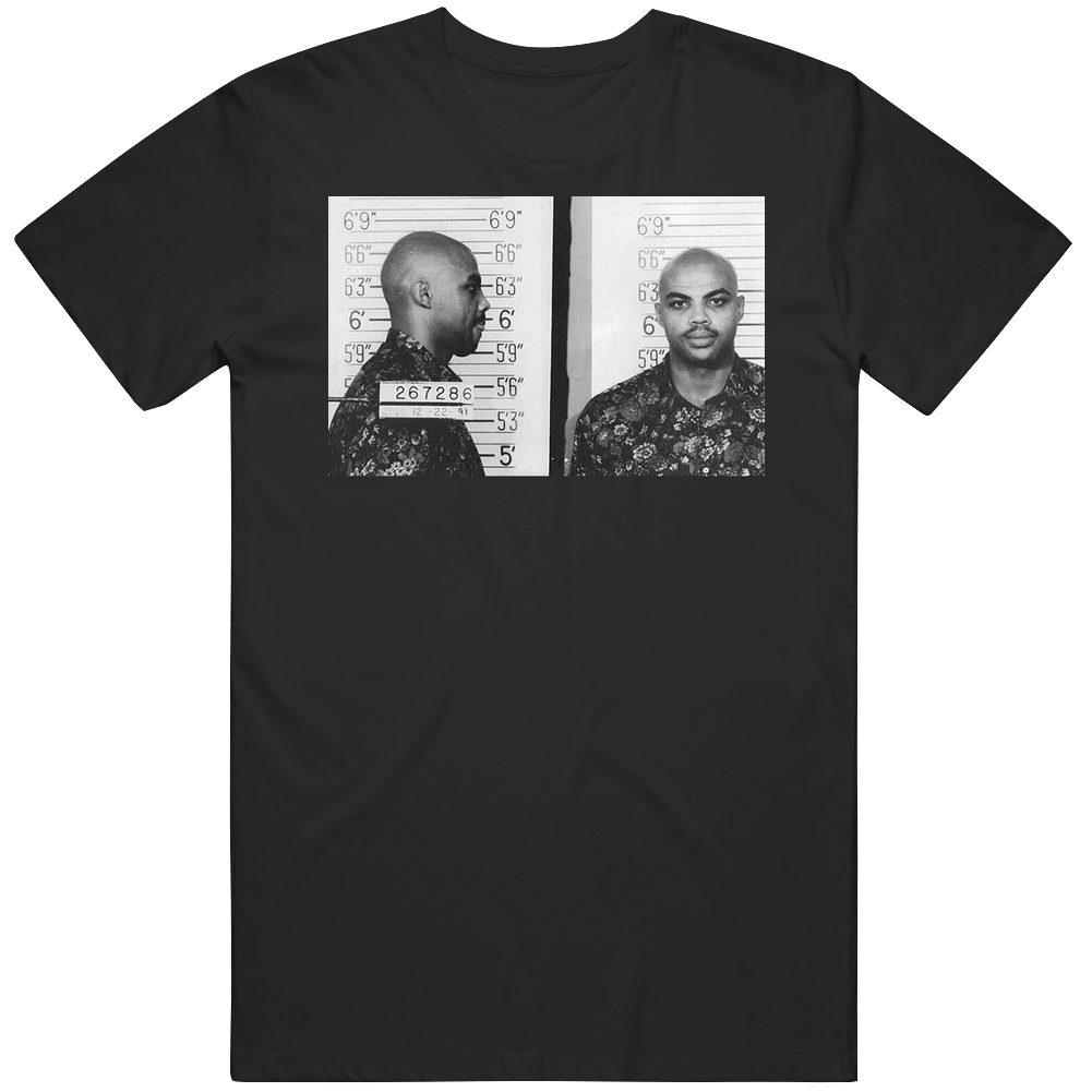 Charles Barkley Milwaukee 1991 Arrest Celebrity Basketball Legend Mugshot Unisex Soft Cotton Tee T Shirt Charles Barkley Milwaukee 1991 Arrest Celebrity Basketball Legend Mugshot Unisex Soft Cotton Tee T Shirt