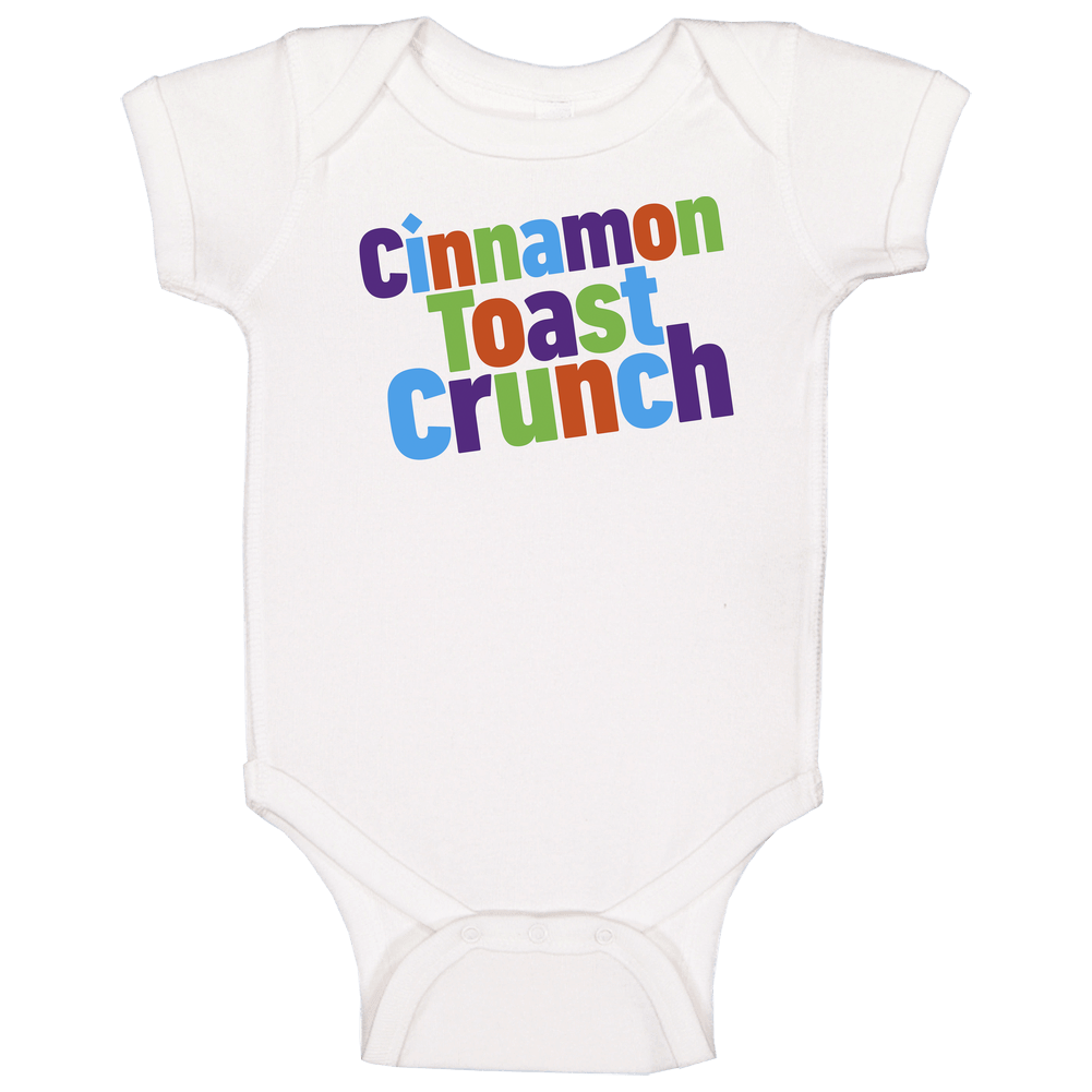 Cinnamon Toast Crunch Logo Greatest Cereal Of All Time Breakfast Fan Foodie Unisex Soft Cotton Tee Baby One Piece