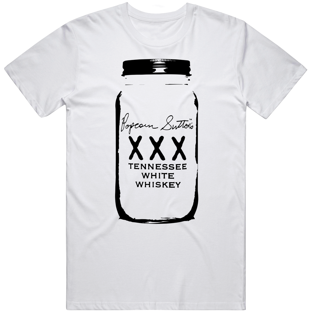 Popcorn Sutton Small Batch Moonshine Tennessee Whiskey Label Logo Unisex Soft Cotton Tee T Shirt