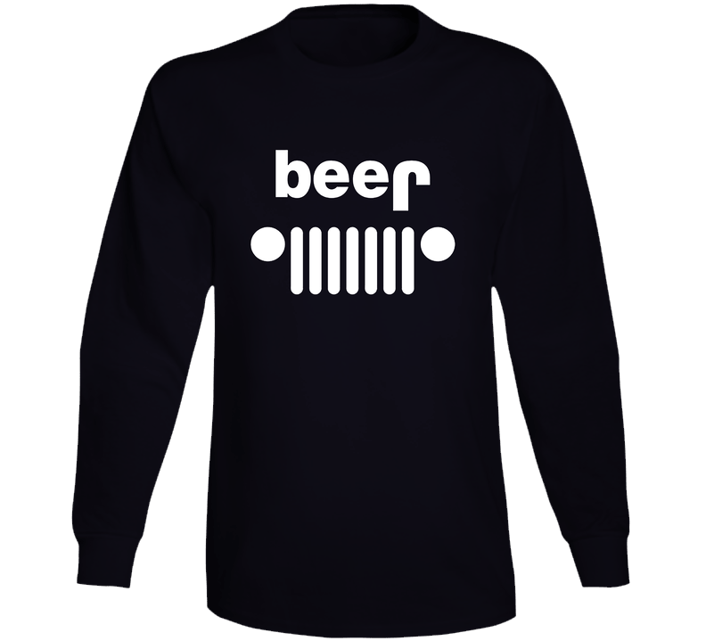 Beer Upside Down Jeep Logo Funny Parody Unisex Soft Cotton Tee Long Sleeve T Shirt