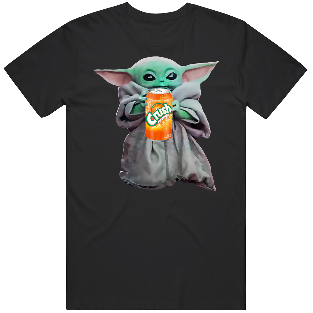 Baby Yoda The Child Mandalorian Orange Crush Soda Pop Drink Unisex Soft Cotton Tee T Shirt