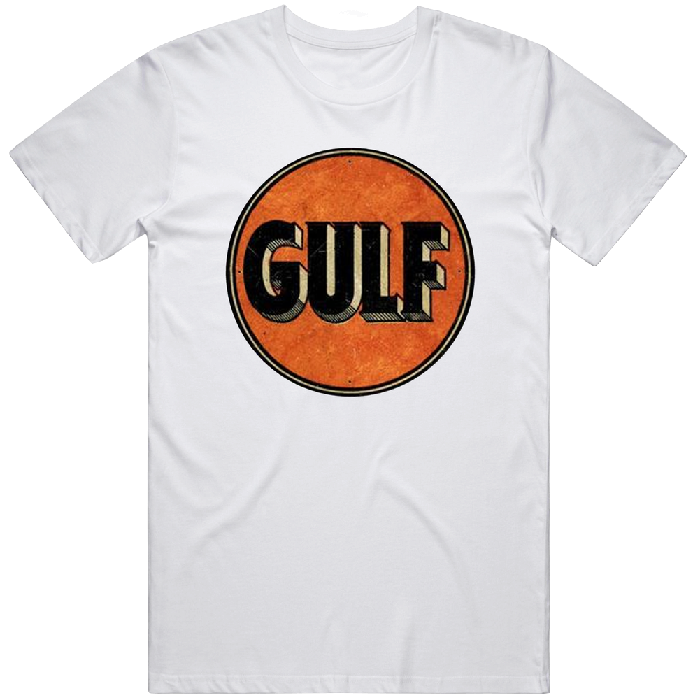 Gulf Gasoline Vintage Grunge Worn Look Logo Unisex Soft Cotton Tee T Shirt