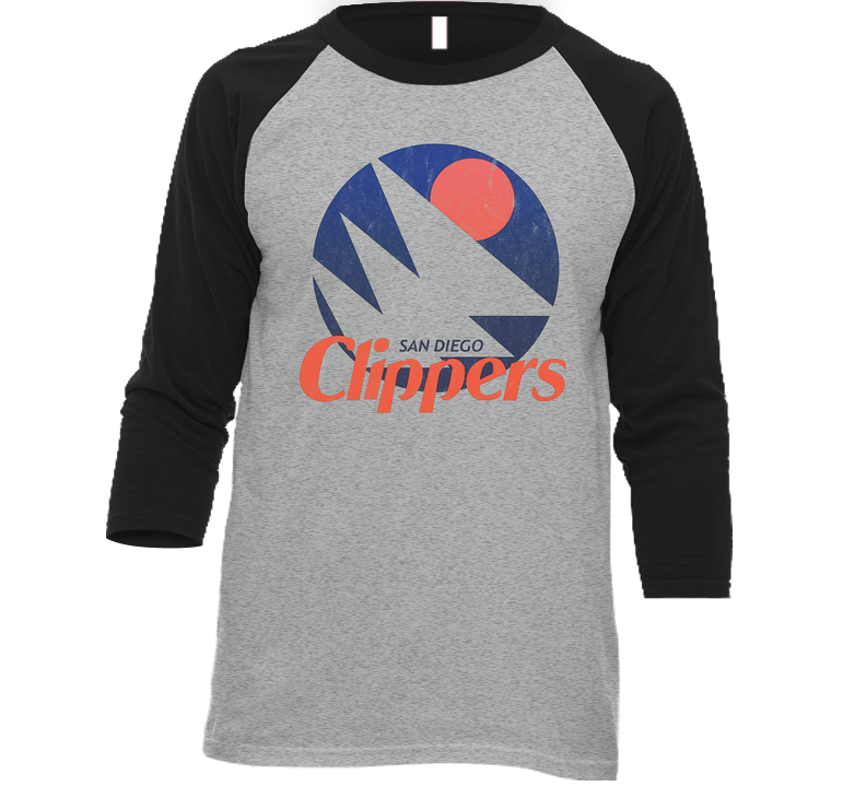 San Diego Clippers Retro La Basketball Team Logo Retro Vintage Worn Look Raglan Unisex Soft Cotton Tee Raglan 3/4 Sleeve Shirt