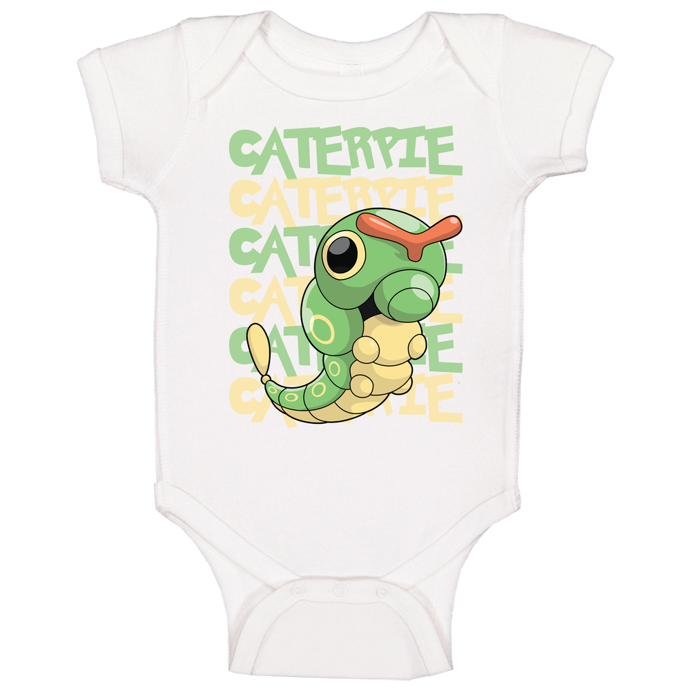 Caterpie Pokemon Love Heart Video Game Cartoon Fan Unisex Soft Cotton Tee Baby One Piece