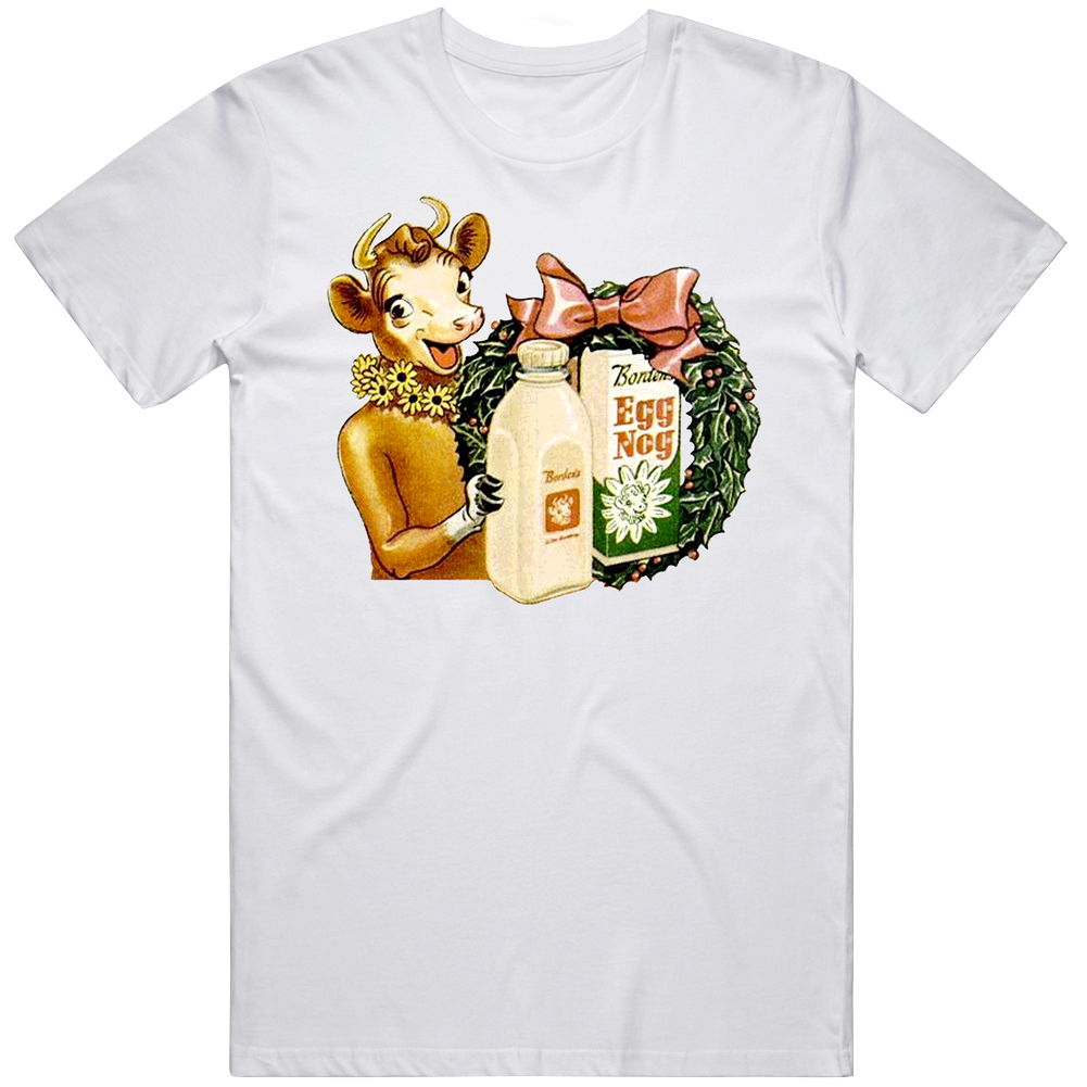 Borden's Cow Egg Nog Retro Food Product Ad Unisex Soft Cotton Tee T Shirt