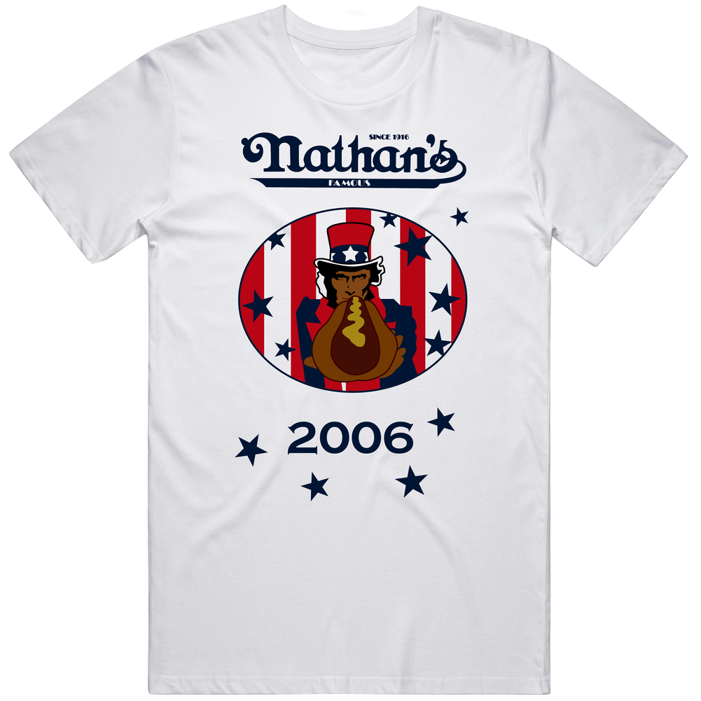 2006 Nathans Hot Dog Eating Contest Food Lovers Unisex Soft Cotton Tee T Shirt 2006 Nathans Hot Dog Eating Contest Food Lovers Unisex Soft Cotton Tee T Shirt