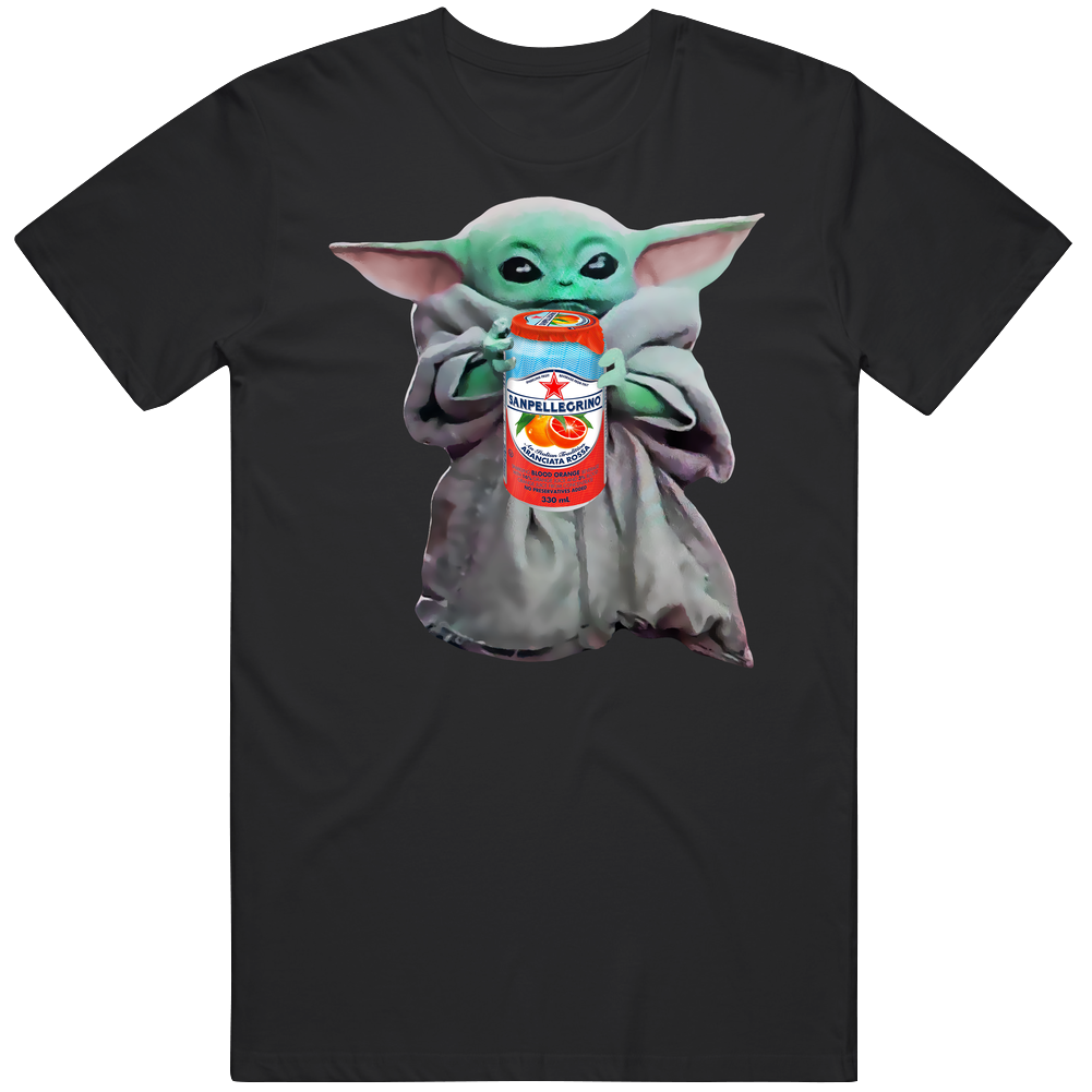 Baby Yoda The Child Mandalorian San Pellegrino Blood Orange Soda Pop Drink Unisex Soft Cotton Tee T Shirt