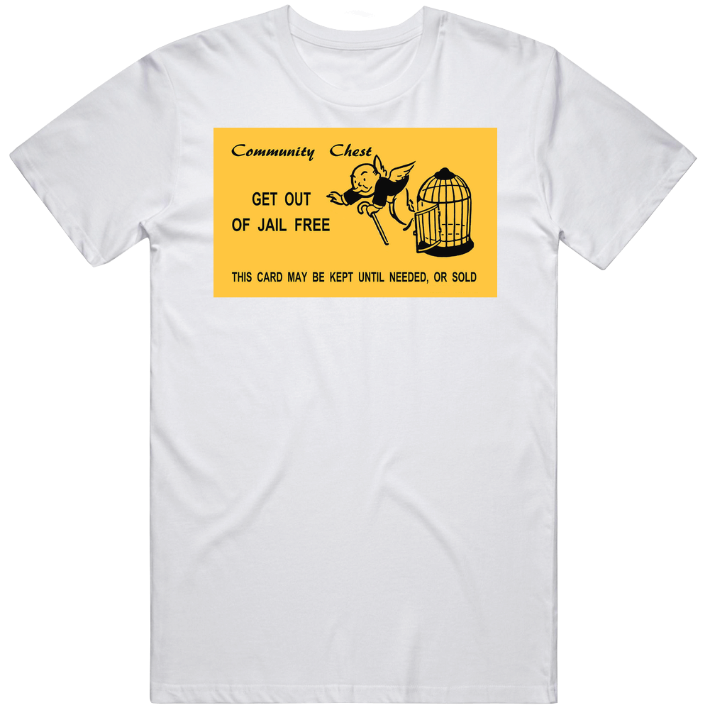 Monopoly Community Chest Get Out Of Jail Card Group Halloween Costume Unisex Soft Cotton Tee T Shirt Monopoly Community Chest Get Out Of Jail Card Group Halloween Costume Unisex Soft Cotton Tee T Shirt