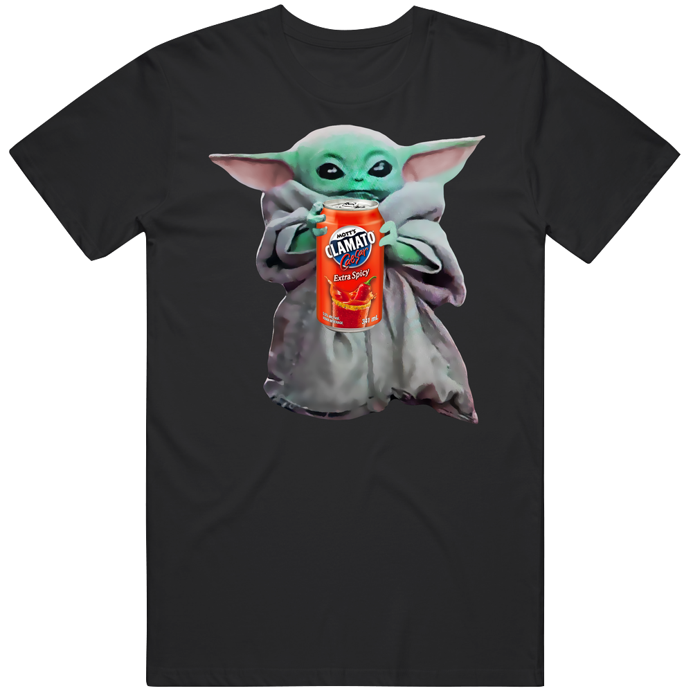 Baby Yoda The Child Mandalorian Mott's Clamato Caesar Extra Spicy Vodka Drink Unisex Soft Cotton Tee T Shirt