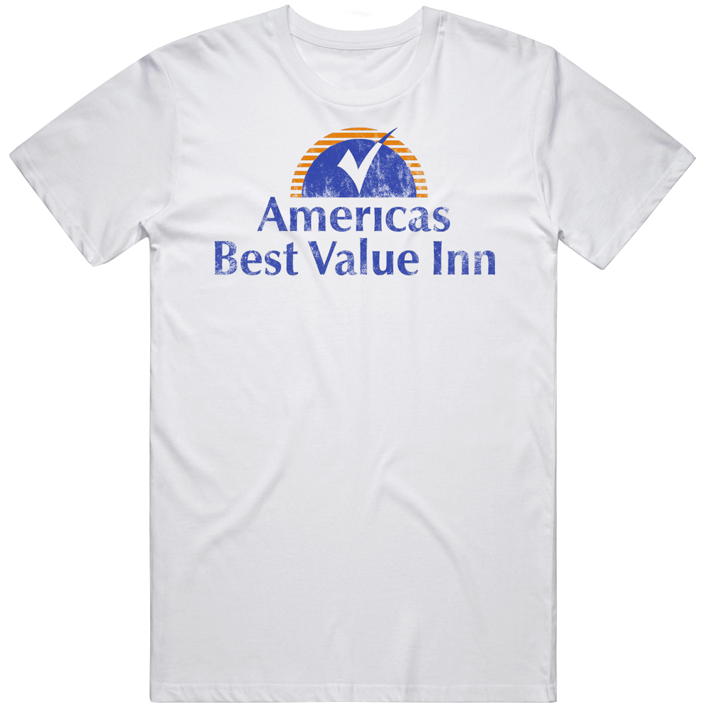America's Best Value Inn Madison Logo Sign Scary Haunted Motels Worn Look Unisex Soft Cotton Tee T Shirt