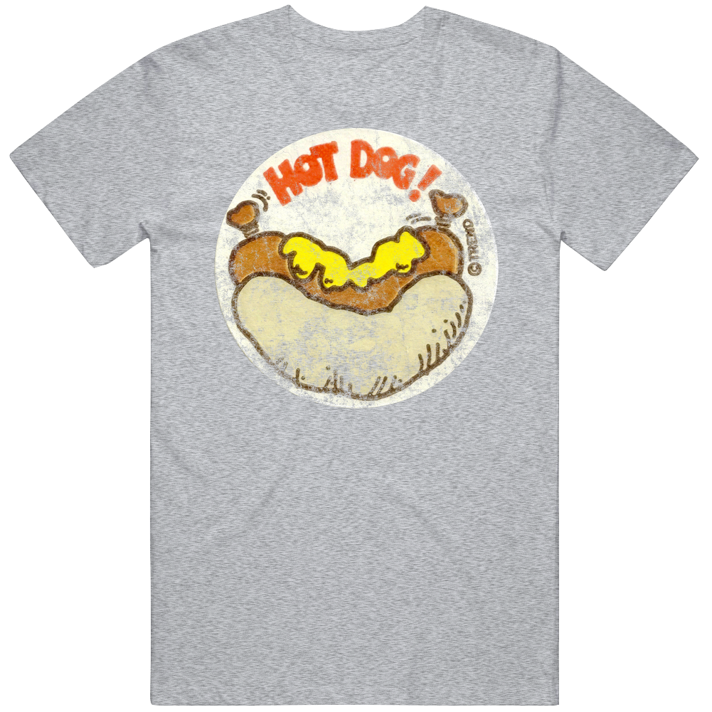 Hot Dog Scratch N Sniff Sticker Retro Vintage Worn Look Unisex Soft Cotton Tee T Shirt Hot Dog Scratch N Sniff Sticker Retro Vintage Worn Look Unisex Soft Cotton Tee T Shirt