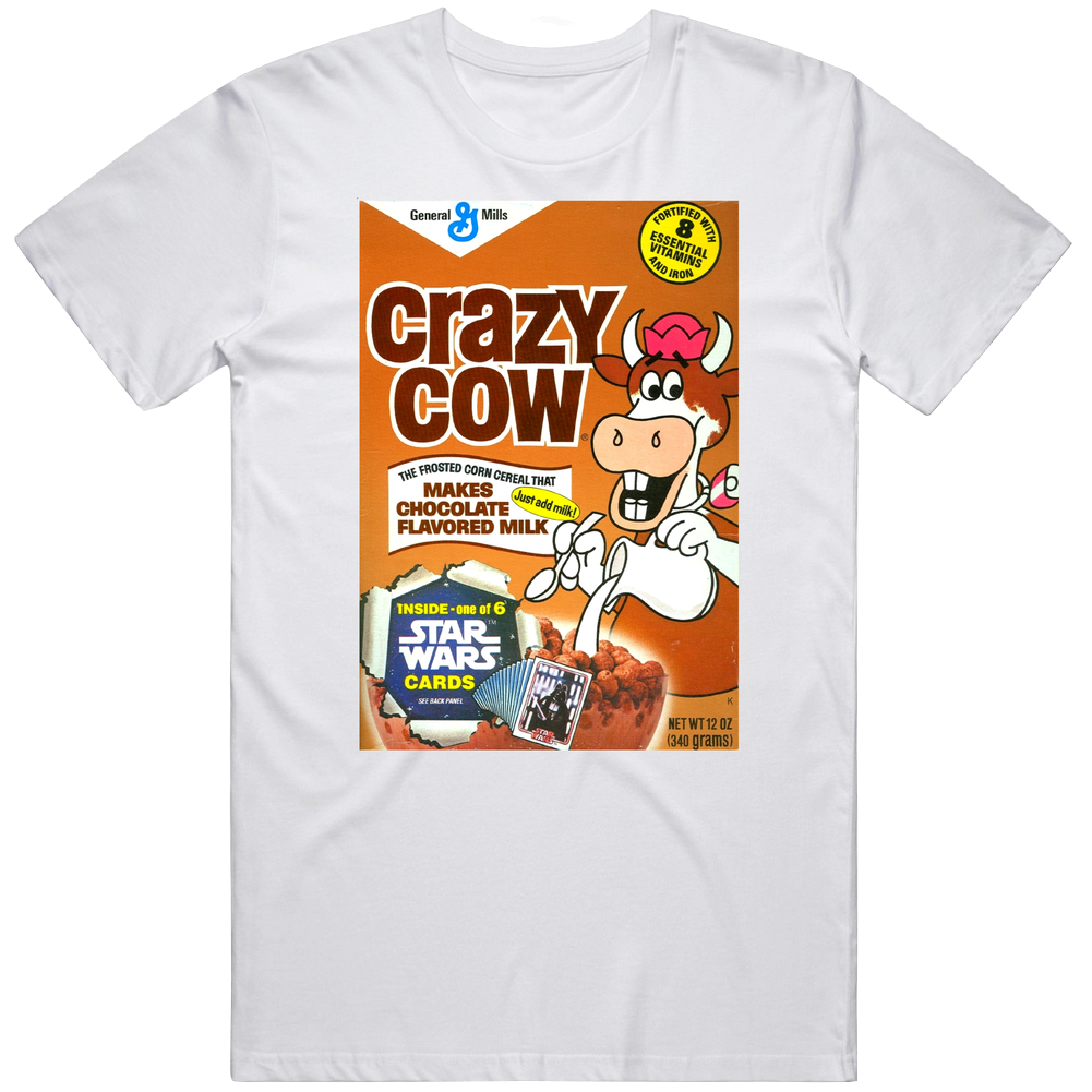 Crazy Cow Retro 80s Cereal Unisex Soft Cotton Tee T Shirt Crazy Cow Retro 80s Cereal Unisex Soft Cotton Tee T Shirt