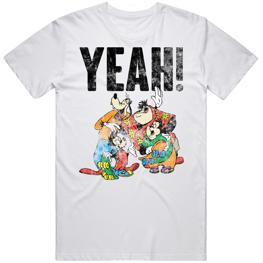 Yeah Goof Troop 90s Kids Tv Show Cartoon Worn Look Unisex Soft Cotton Tee T Shirt Yeah Goof Troop 90s Kids Tv Show Cartoon Worn Look Unisex Soft Cotton Tee T Shirt