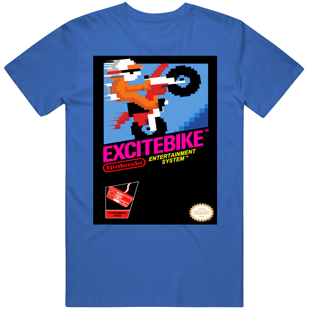 Nintendo Nes Excite Bike Retro 80s Video Game Cover Unisex Soft Cotton Tee T Shirt
