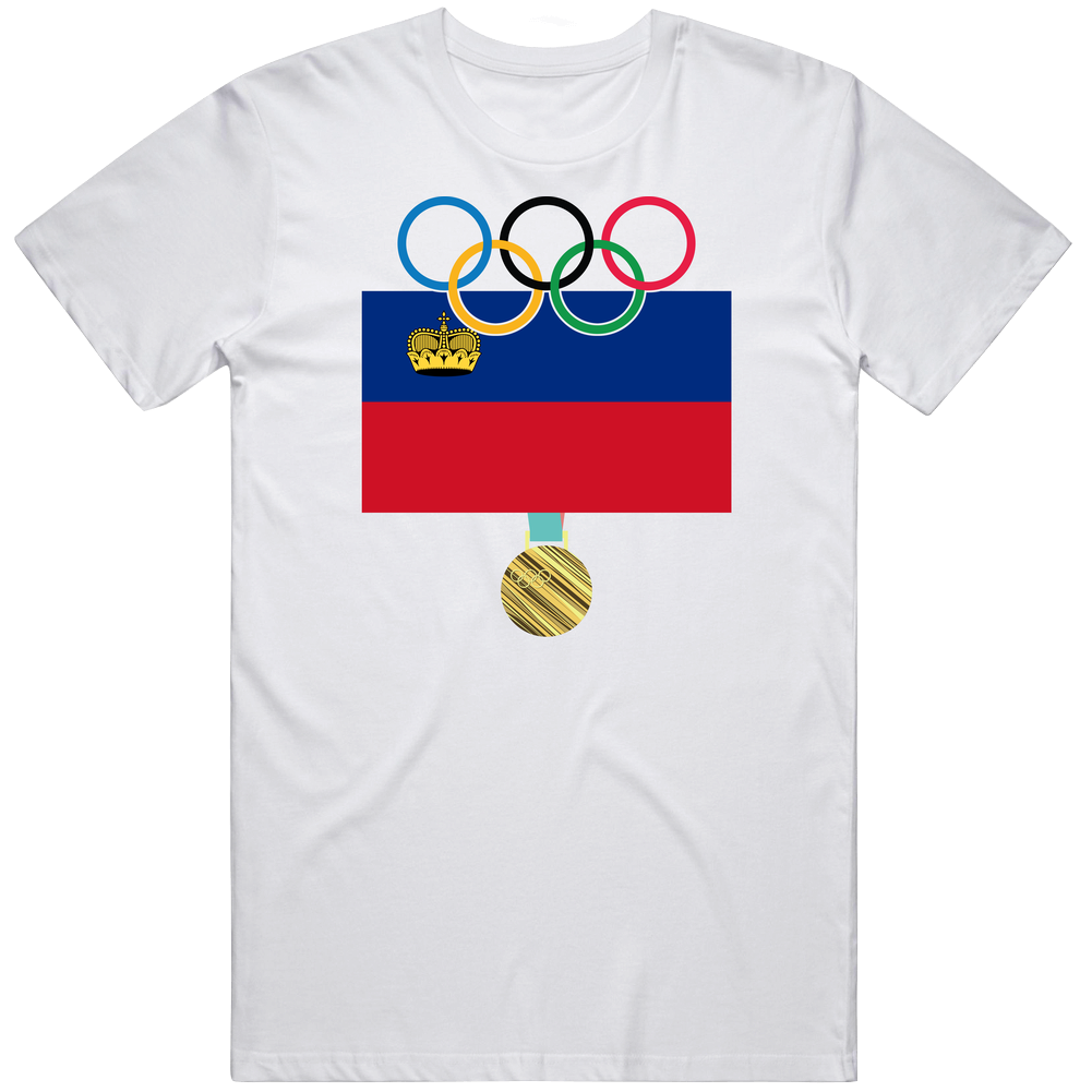 Liechtenstein Pyeongchang 2018 Winter Olympics Flag Gold Medal Unisex Soft Cotton Tee T Shirt Liechtenstein Pyeongchang 2018 Winter Olympics Flag Gold Medal Unisex Soft Cotton Tee T Shirt