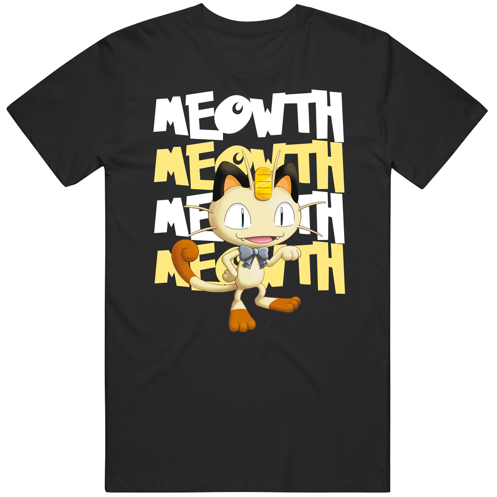 Meowth Pokemon Video Game Movie Cartoon Character Fan Cool Unisex Soft Cotton Tee T Shirt Meowth Pokemon Video Game Movie Cartoon Character Fan Cool Unisex Soft Cotton Tee T Shirt